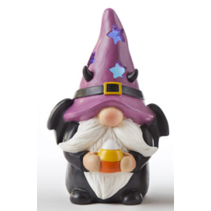 50% Off, LED LIGHTED COSTUMED HALLOWEEN GNOMES, PURPLE, 7"Tall,  Resin